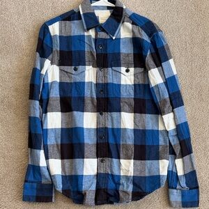 American Eagle Outfitters Blue, Black, and White Plaid Shirt